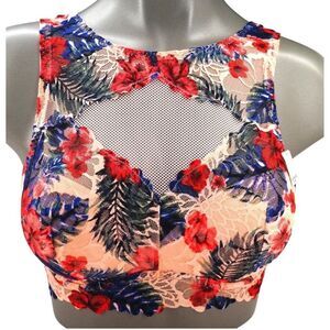 Pink Victorias Secrets floral lace high neck bralette